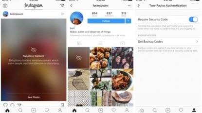 Instagram adds two-factor authentication and blurs sensitive content