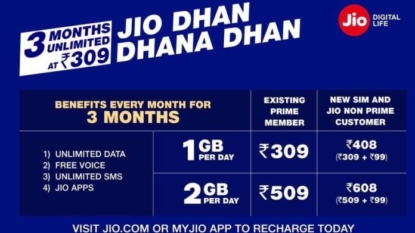 Jio Dhan Dhana Dhan Plans Announced Starting At Rs. 309